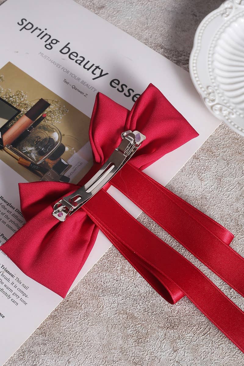 ,,, SI-26308 Silk Satin Bow Hair Clips Barrettes