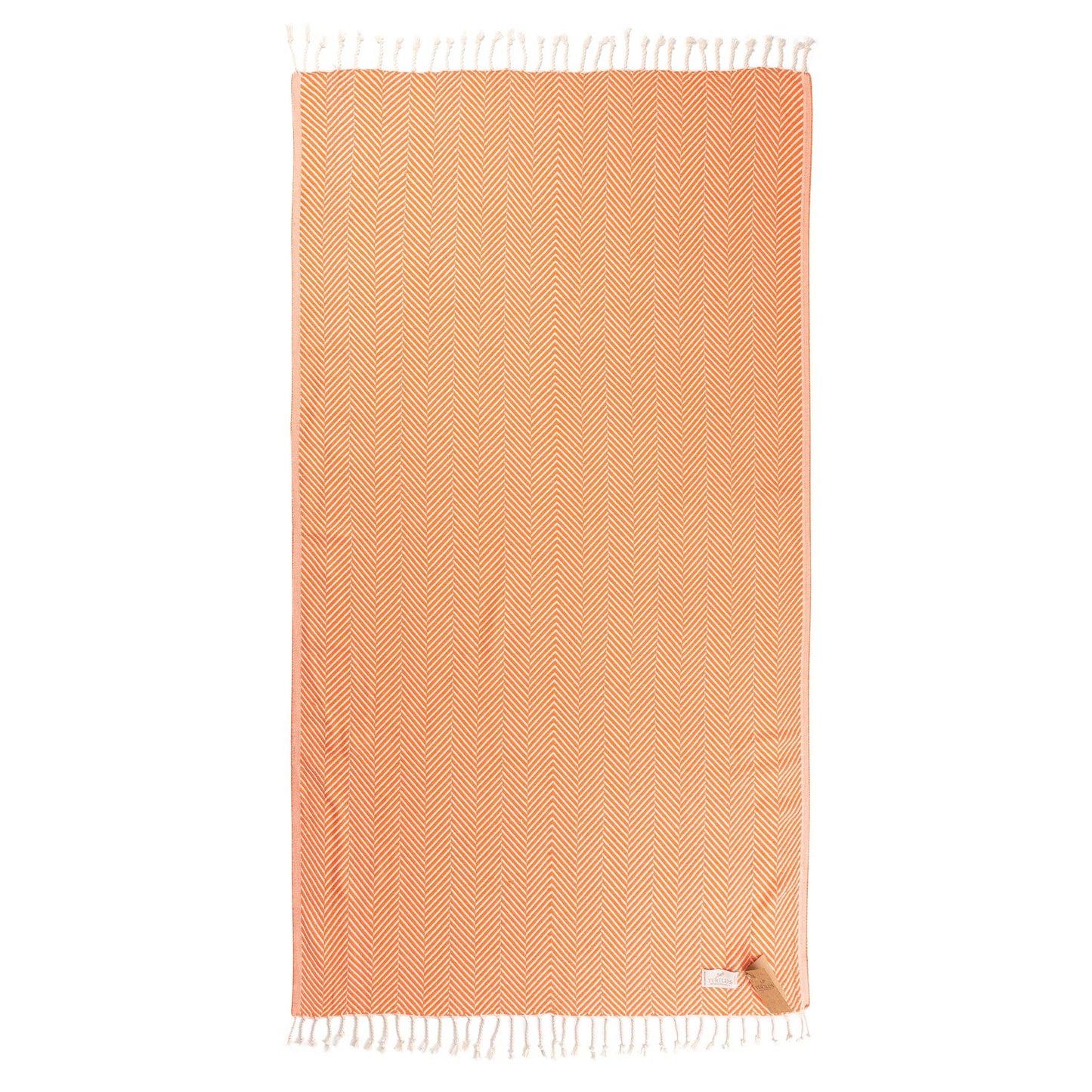 YURTLU'S Sapphire Series Turkish Beach Towel Pre-Washed 38"x72" Quick Dry and Highly Absorbent Oversized Sand-Free Stylish and Versatile for Beach, Spa, and Home Light 100% Cotton Peshtemal - Orange
