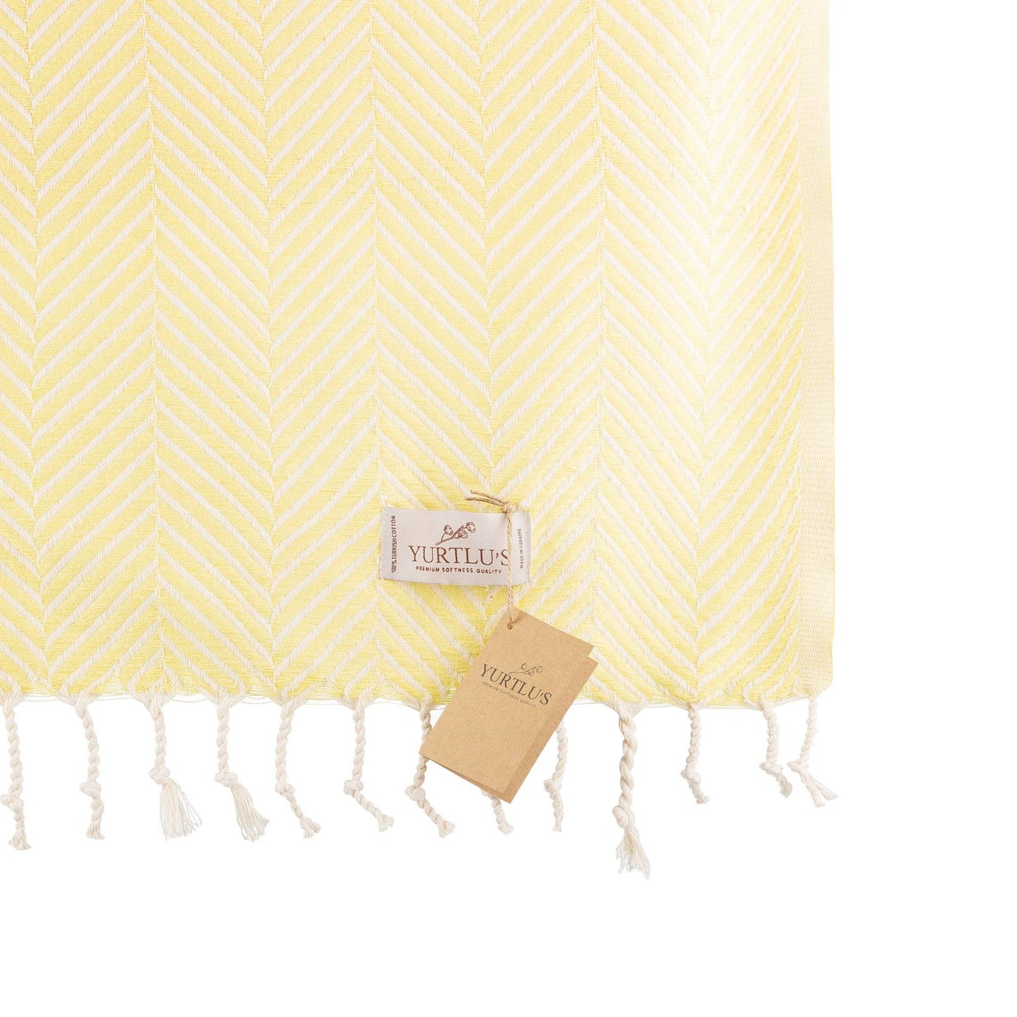 YURTLU'S Sapphire Series Turkish Beach Towel Pre-Washed 38"x72" Quick Dry and Highly Absorbent Oversized Sand-Free Stylish and Versatile for Beach, Spa, and Home Light 100% Cotton Peshtemal - Yellow
