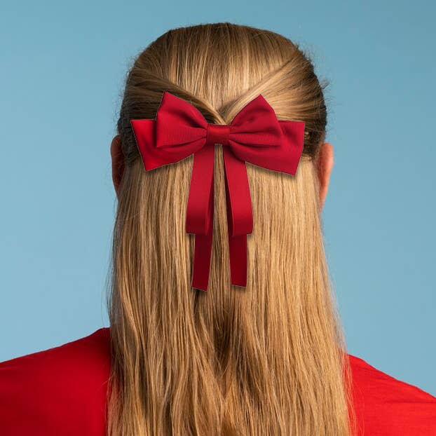 ,,, SI-26308 Silk Satin Bow Hair Clips Barrettes