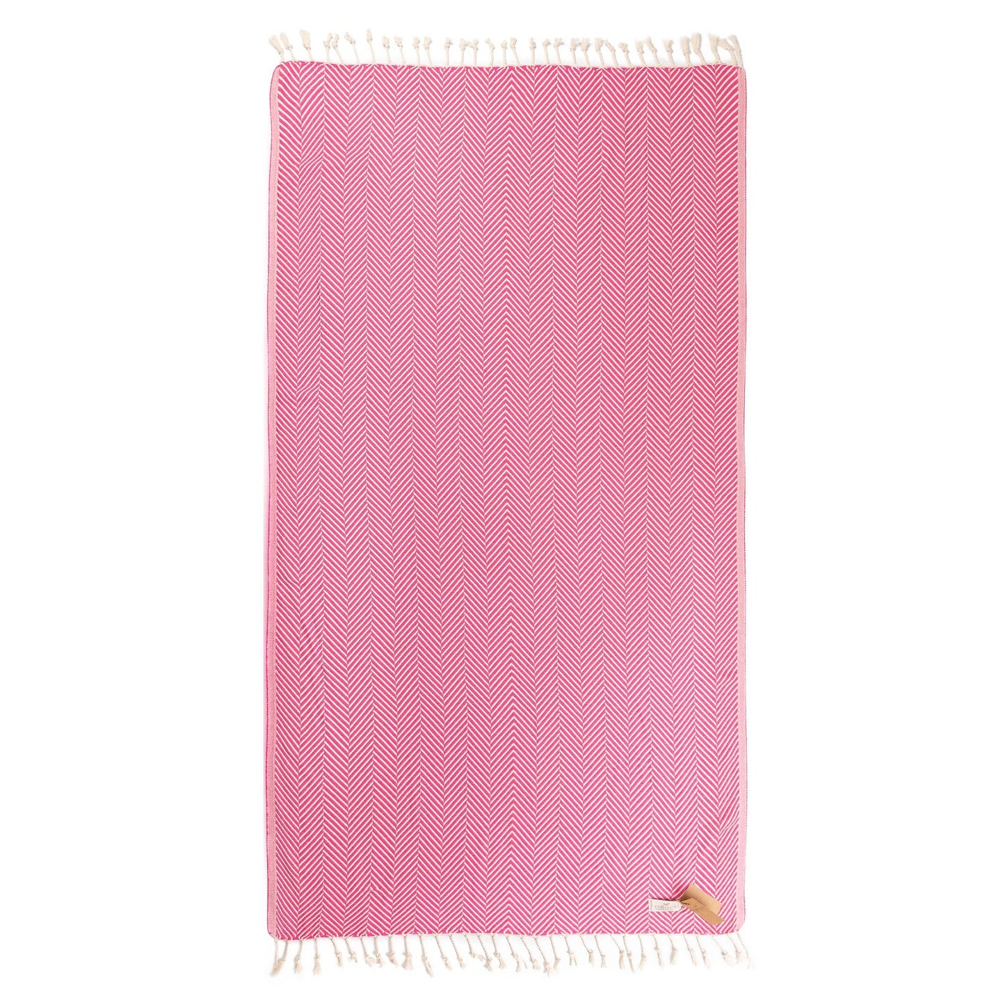 YURTLU'S Sapphire Series Turkish Beach Towel Pre-Washed 38"x72" Quick Dry and Highly Absorbent Oversized Sand-Free Stylish and Versatile for Beach, Spa, and Home Light 100% Cotton Peshtemal - Pink