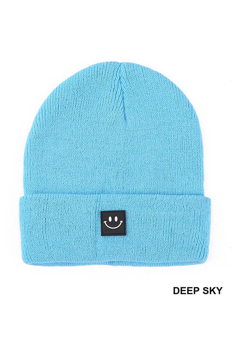 .._ SI-25273 Smiley Face Patch Beanie