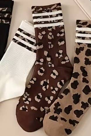 WOMAN ANIMAL LEOPARD HALF CREW THROWBACK SOCKS | 40S02071
