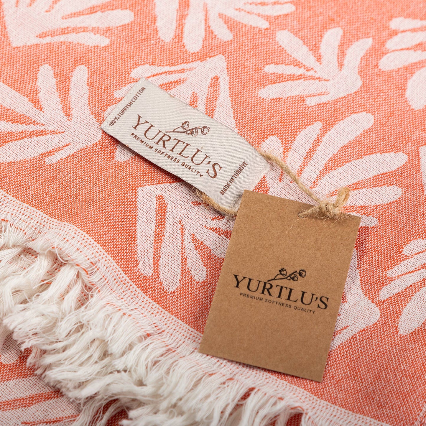 YURTLU'S Harmony Series 38"x72" Turkish Towel Highly Absorbent  Pre-Washed - Orange