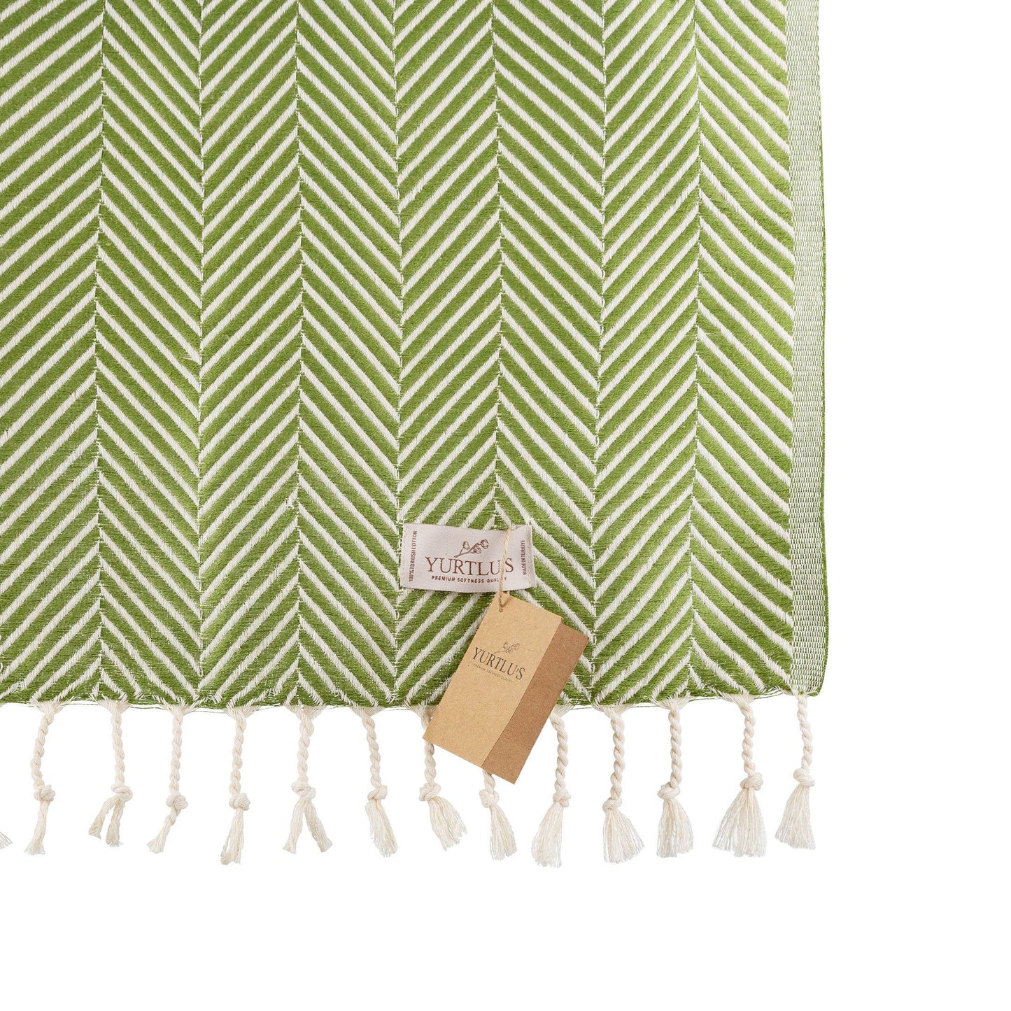 YURTLU'S Sapphire Series Turkish Beach Towel Pre-Washed 38"x72" Quick Dry and Highly Absorbent Oversized Sand-Free Stylish and Versatile for Beach, Spa, and Home Light 100% Cotton Peshtemal - Olive Green