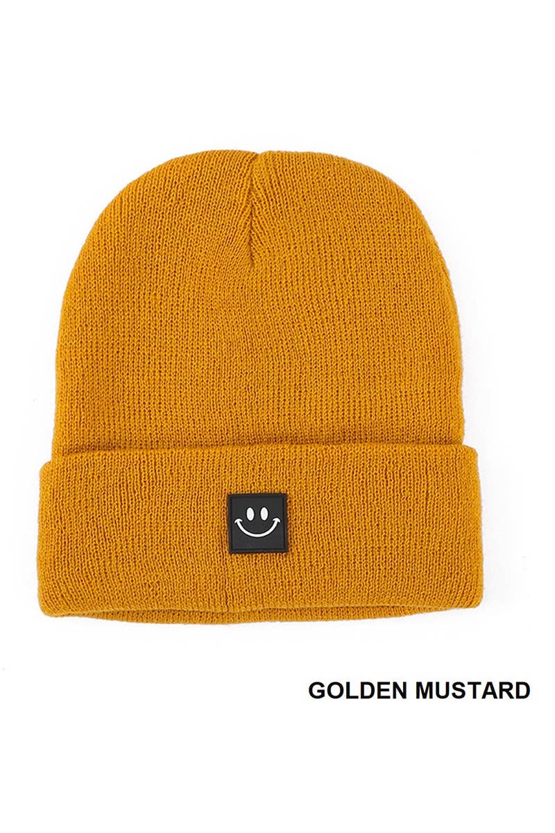 .._ SI-25273 Smiley Face Patch Beanie
