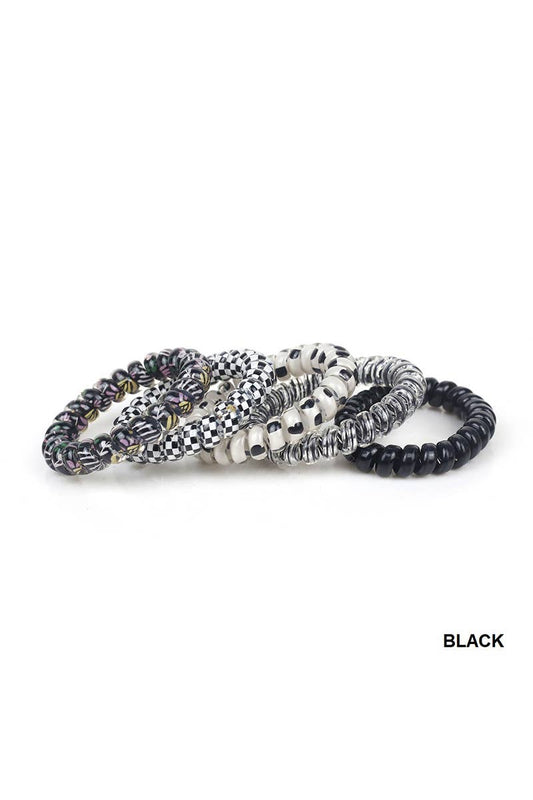 ',,,,_...._ Assorted Hair Coil Ties Solid Flower Checker