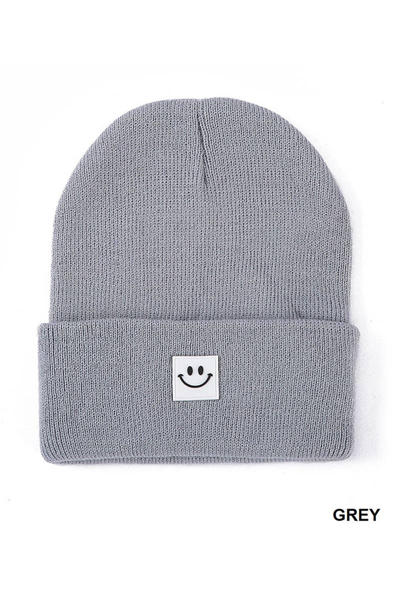 .._ SI-25273 Smiley Face Patch Beanie