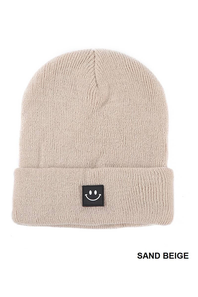 .._ SI-25273 Smiley Face Patch Beanie