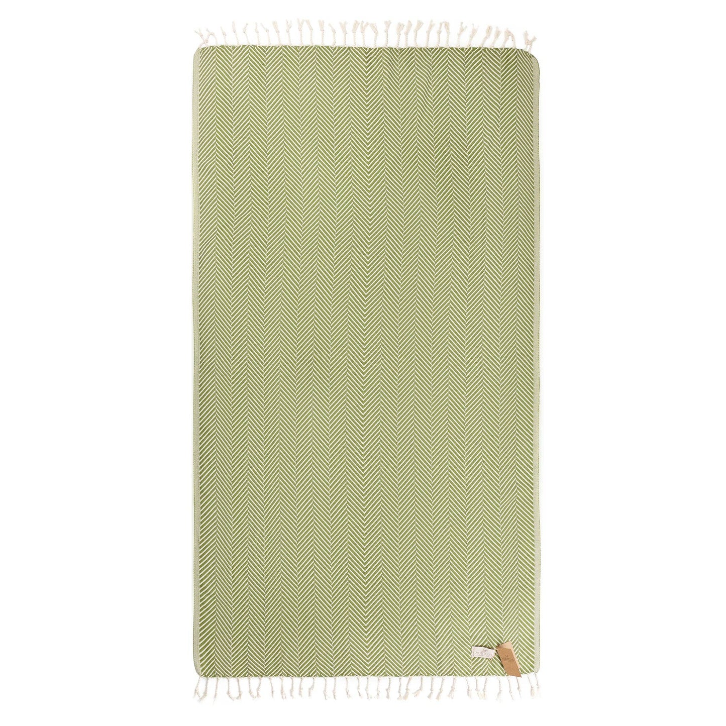 YURTLU'S Sapphire Series Turkish Beach Towel Pre-Washed 38"x72" Quick Dry and Highly Absorbent Oversized Sand-Free Stylish and Versatile for Beach, Spa, and Home Light 100% Cotton Peshtemal - Olive Green