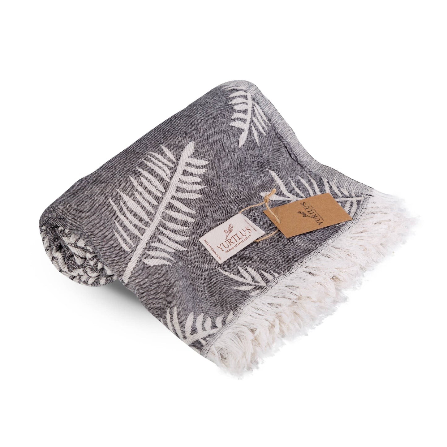 YURTLU'S Harmony Series 38"x72" Turkish Towel Highly Absorbent  Pre-Washed - Black