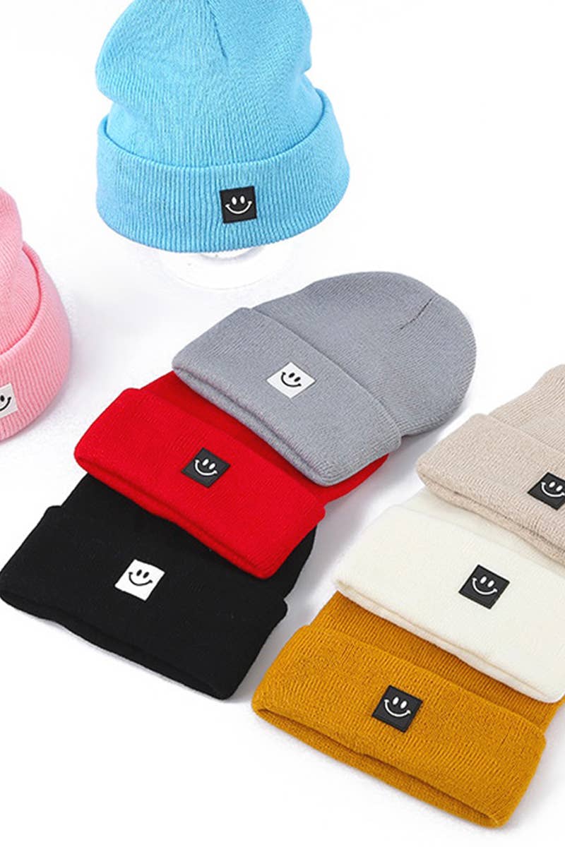 .._ SI-25273 Smiley Face Patch Beanie