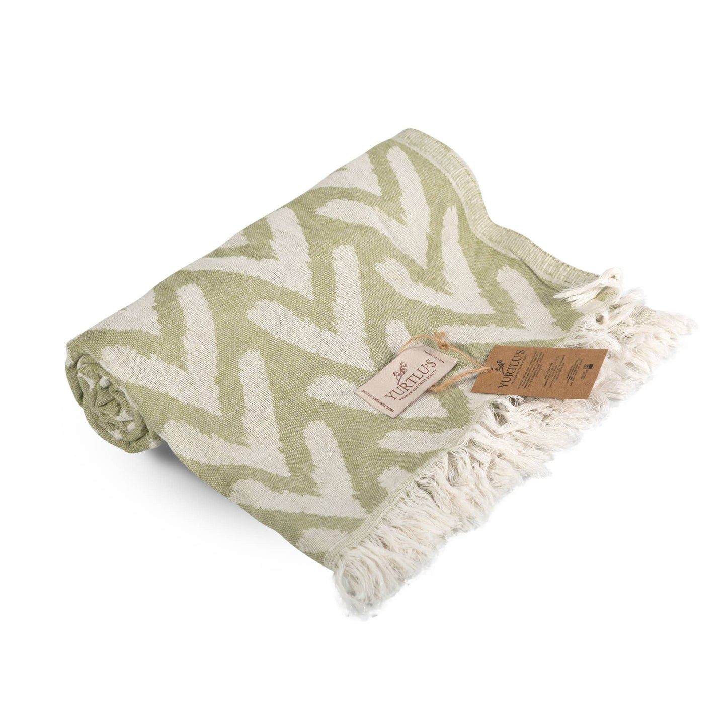 YURTLU'S Harmony Series 38"x72" Turkish Towel Highly Absorbent  Pre-Washed - Green