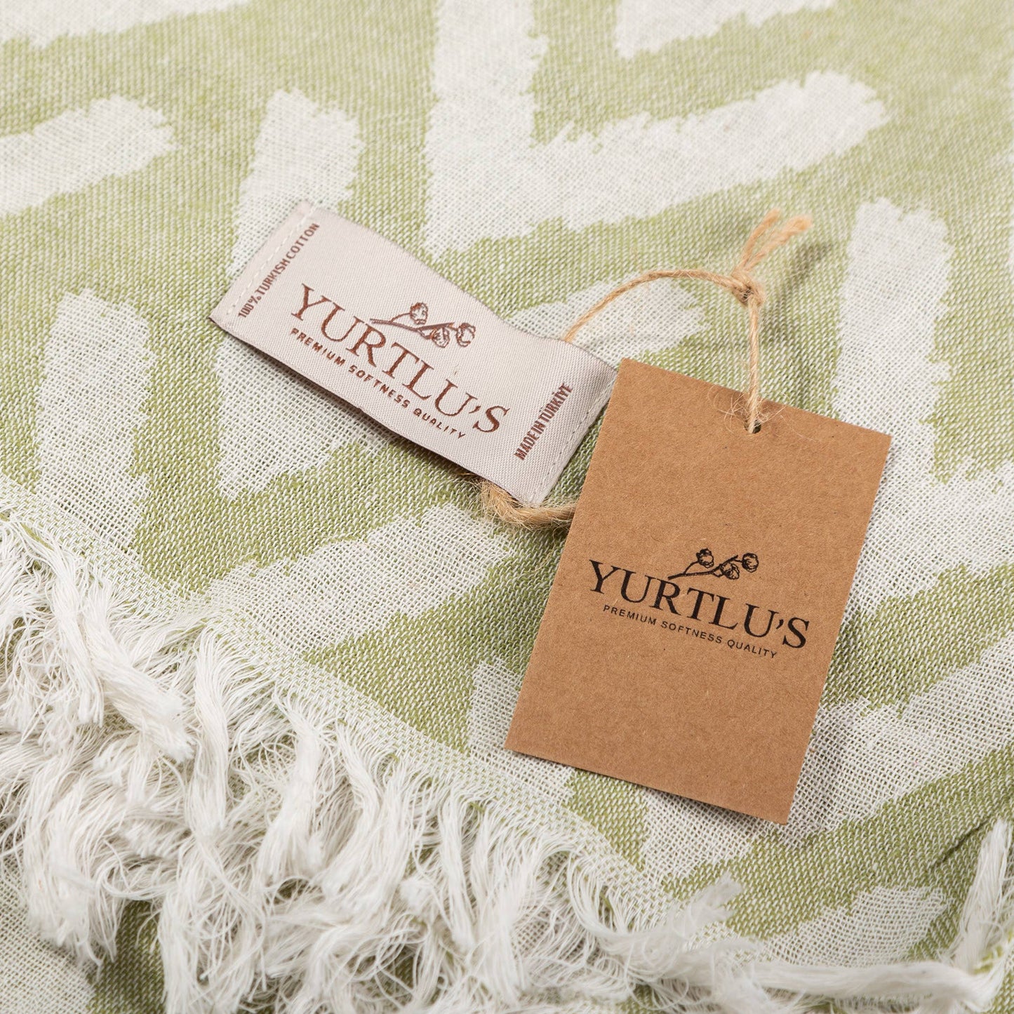 YURTLU'S Harmony Series 38"x72" Turkish Towel Highly Absorbent  Pre-Washed - Green