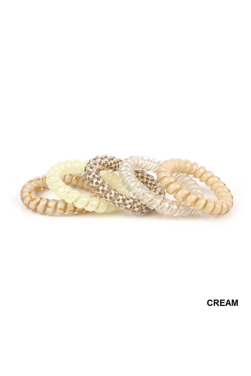',,,,_...._ Assorted Hair Coil Ties Solid Flower Checker