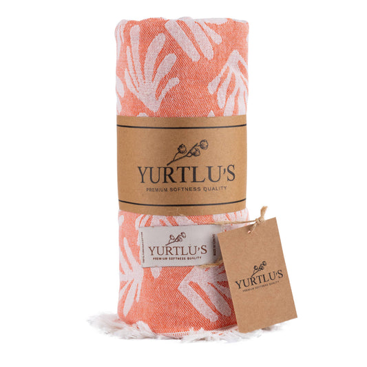 YURTLU'S Harmony Series 38"x72" Turkish Towel Highly Absorbent  Pre-Washed - Orange