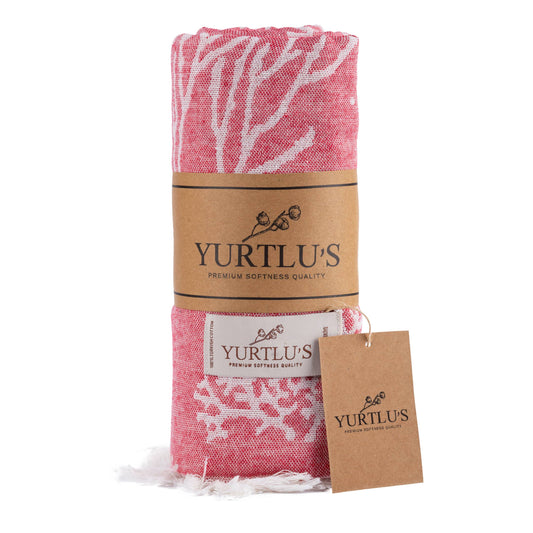 YURTLU'S Harmony Series 38"x72" Turkish Towel Highly Absorbent  Pre-Washed - Red