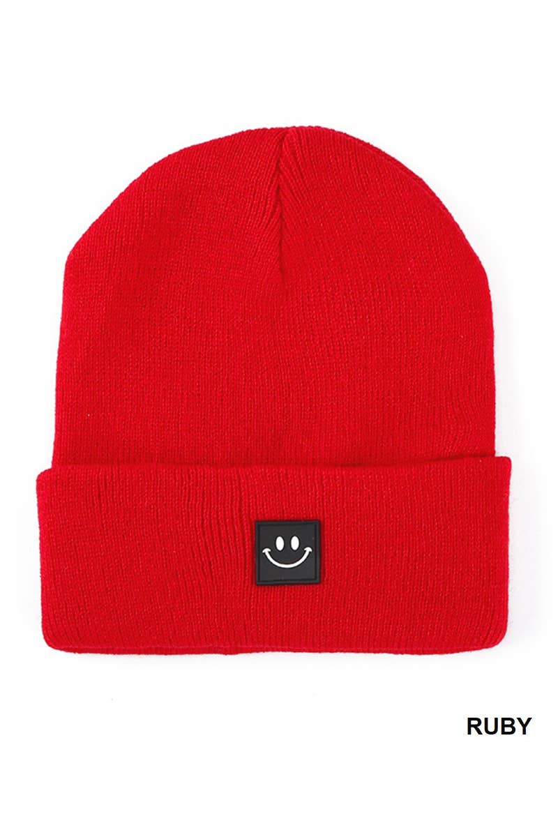 .._ SI-25273 Smiley Face Patch Beanie