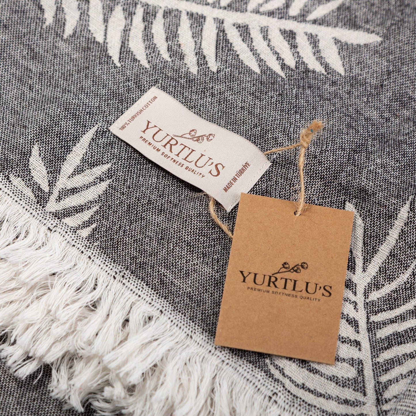 YURTLU'S Harmony Series 38"x72" Turkish Towel Highly Absorbent  Pre-Washed - Black