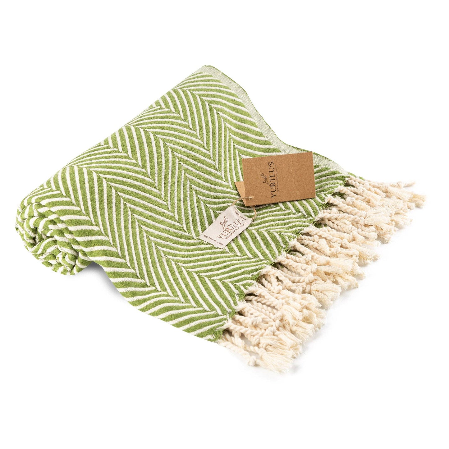 YURTLU'S Sapphire Series Turkish Beach Towel Pre-Washed 38"x72" Quick Dry and Highly Absorbent Oversized Sand-Free Stylish and Versatile for Beach, Spa, and Home Light 100% Cotton Peshtemal - Olive Green
