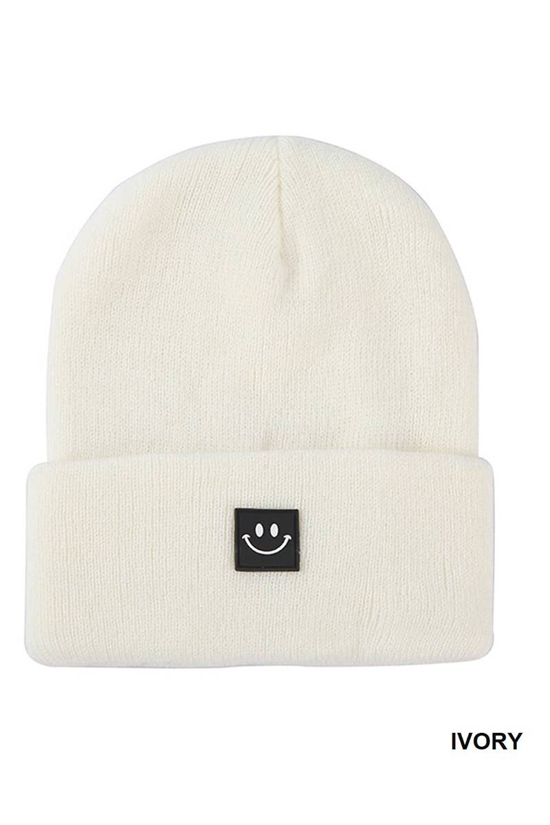 .._ SI-25273 Smiley Face Patch Beanie
